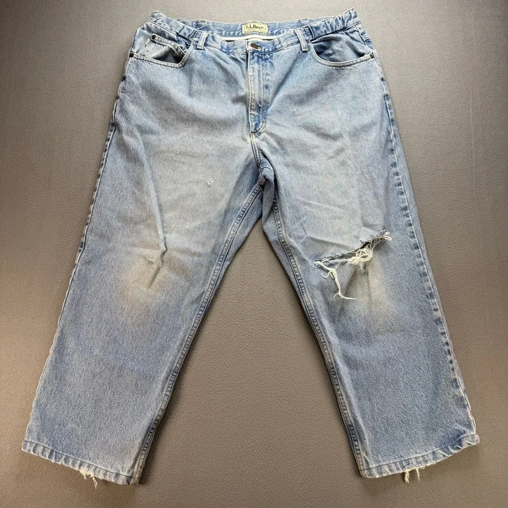 L.L. Bean Jeans Mens 38x29 (FITS 36/24) Comfort Waist Relaxed Distressed Denim